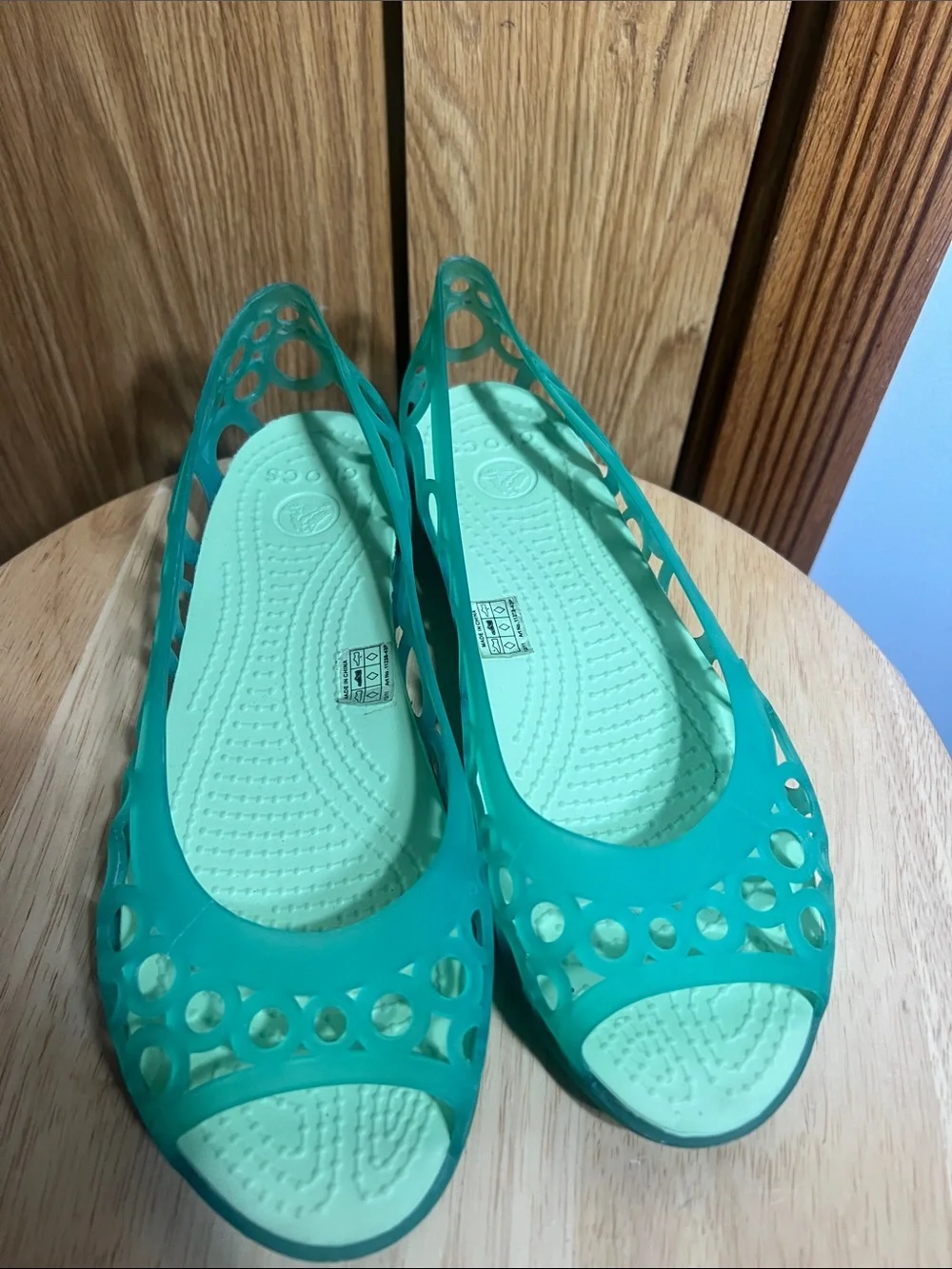 CROCS Women's Teal Cutout Slip-On Flats